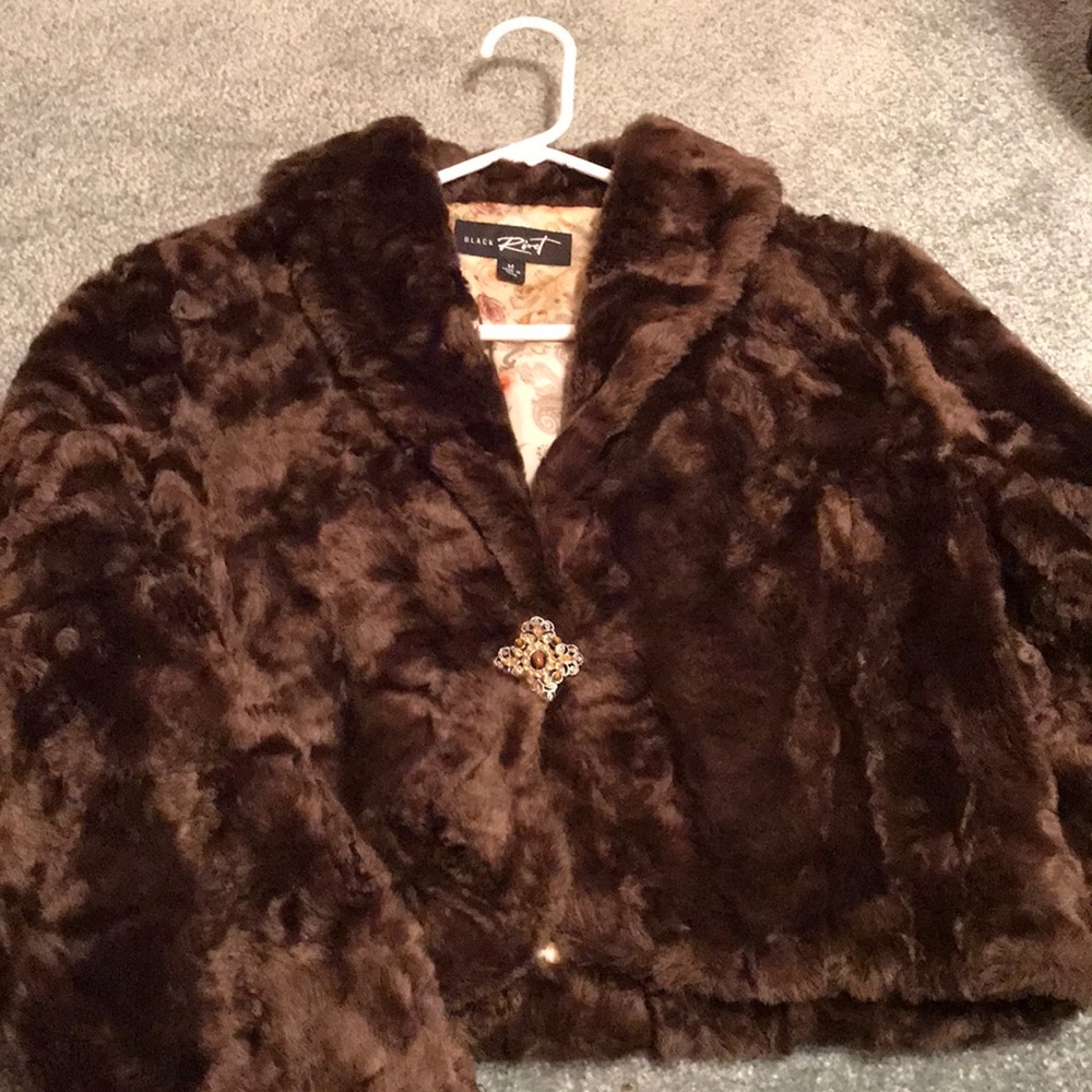 Black Rivet short fake fur jacket